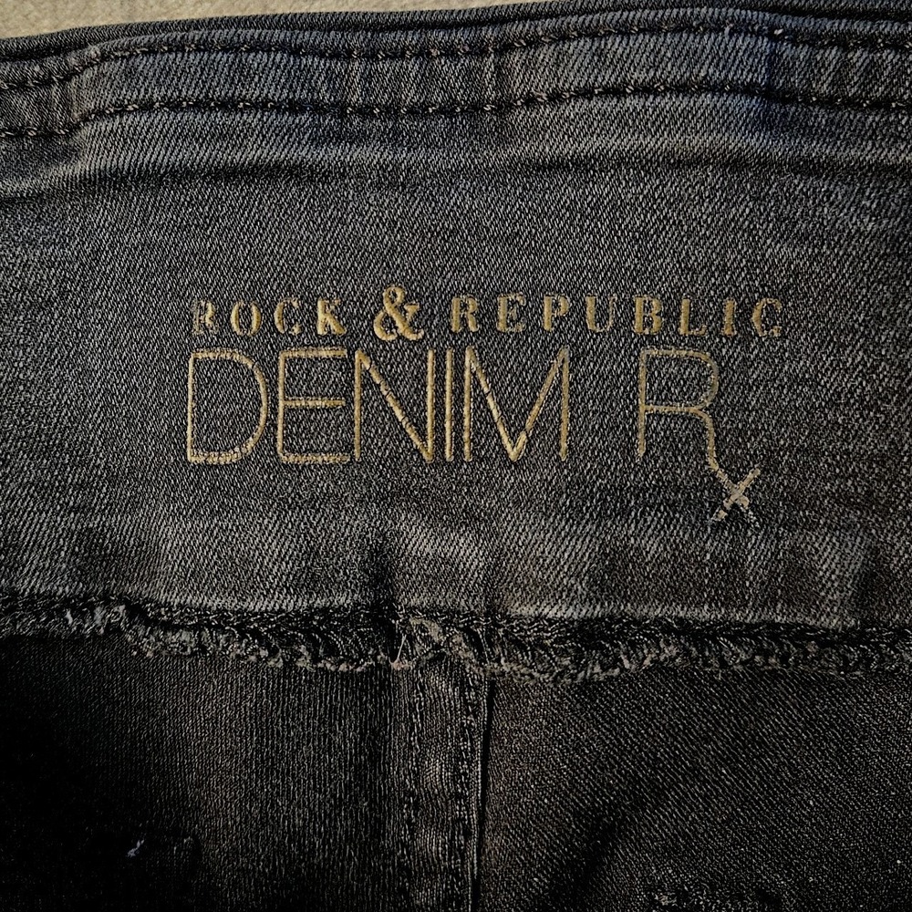 Rock & Republic Denim RX Womens Fever Mid Rise Legging 6M Black Pull On Stretch - Picture 6 of 12